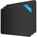 Gimnor 3 Pack Standard Mouse Pad with Stitched Edges, Comfortable Mouse Mat Pad, Non-Slip Rubber Base Mousepad for All Types of Mouse Laptop Computer PC 10.3 x 8.3 inches Black