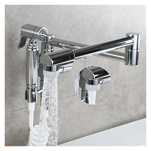 Pot Filler Tap Wall Mounted Foldable Kitchen Faucet With Bidet Sprayer Cold Bidet Faucet Sink Tap Rotate Folding Spout - Kitchen Sink(Style 4 chrome)