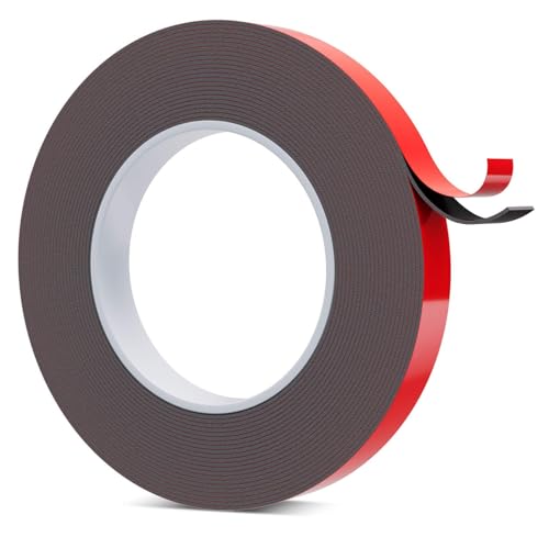 QUTIASE Cinta Doble Cara Extrafuerte 15mm Ancho x 8 Metros, Cinta Adhesiva Doble Cara Extrafuerte Impermeable, para Pared Montaje, Tiras Led, Colgar Cuadros, Azulejos, Coche