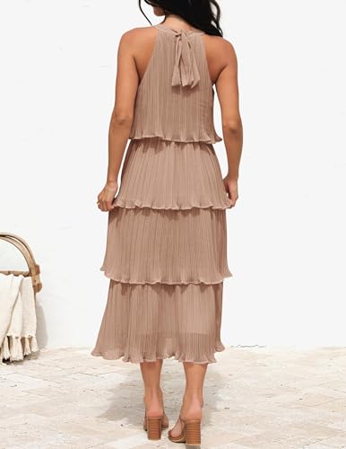 image for ZESICA Women's 2025 Summer Sleeveless Halter Neck Ruffle Tiered Layed 
