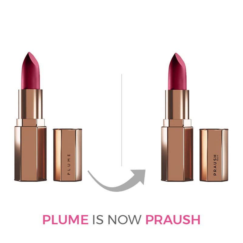 Image of PRAUSH BEAUTY (Formerly Plume) Plush Matte Lipsticks Super Light & Hydrating, Long Lasting, Rich Pigment, Smooth Soft Matte Finish, Happy Hour, 4g