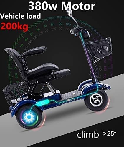 PRABOS 4-kołowy skuter mobilności dwuosobowy 380W wytrzymały skuter mobilności dla seniorów i dorosłych pojemność 200kg 48V 20Ah przenośny składany skuter mobilności dla osób starszych - pełne