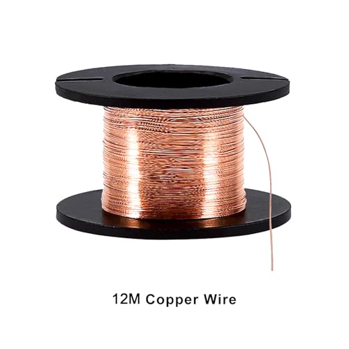 Pack of 5 Enamelled Copper Wire, Magnetic Winding Wire, 0.1 mm Thickness, 12 m Length, Enamelled Repair Wire, Length 12 m, Copper Solder Wire, Electric, for Connecting