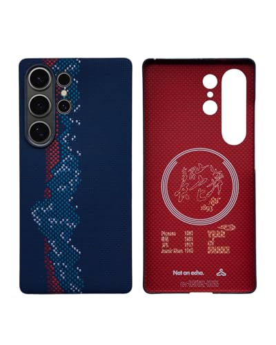 newcloth for Samsung Galaxy S25 Ultra Case,Compatible with MagSafe,Naked Magnet Structure,Ultra-Thin Vectran Spacesuit Fiber Case with Mobius Lens Ring,Navy Blue/Red,[Monte Fitz Roy]