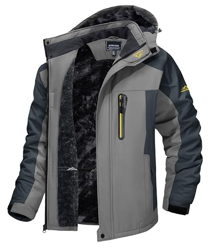 Image of TACVASEN Men's Winter Ski Jacket Waterproof Snow Coats Snowboard Fleece Lining Jacket Warm Parka with Hooded,Standard Length