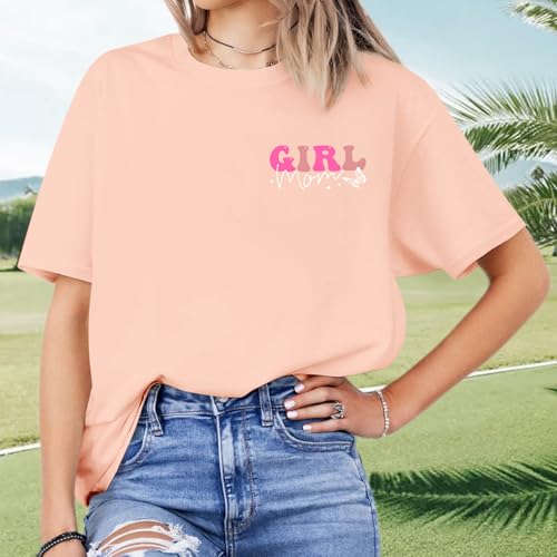 Image of Mama Shirts for Women in My Girl Mom Era Shirt Funny Letter Printed Graphic Tees Casual Tops