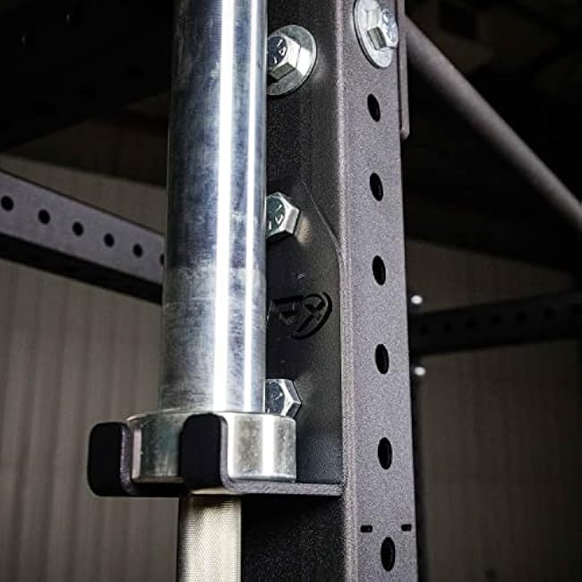 PRx Performance Squat Rack Mounted Olympic Barbell Storage Hanging USA Made Steel Barbell Holder for 3x3 Uprights with 5/8 Holes, Vertical Squat Rack Attachment