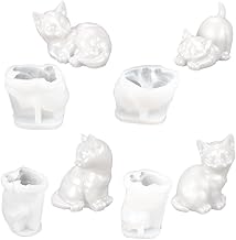 Ideen mit Herz | Silicone Cat Molds, Set of 4 | Cat Figures DIY Molding | Casting Mold for Epoxy, Plaster, Concrete, Wax or Soap | Food Safe