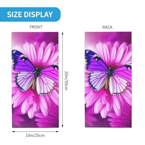Purple butterfly and flower Neck Gaiter UV Sun Protection Face Mask Scarf Cooling Breathable Face Cover for Men Women Elastic Balaclavas Versatile Bandana, Sun & Wind-proof for Skiing Hiking2