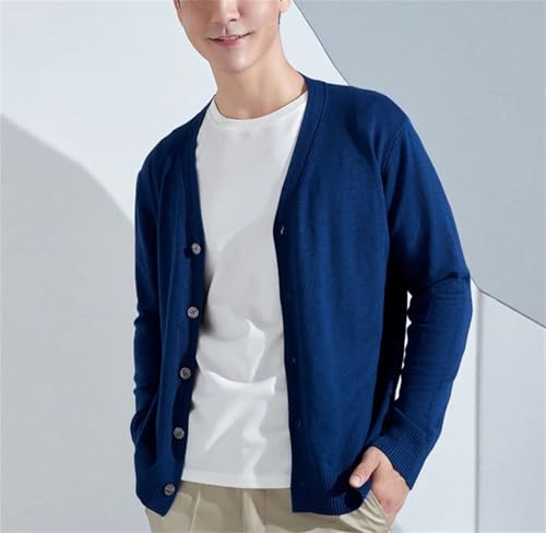 SaoBiiu Men's Knit Wool Blend Cardigan Sweaters Long Sleeve V-Neck Solid Knitted Sweater2