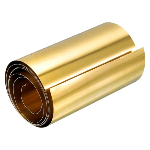 TA-VIGOR 1Pcs Brass Sheet Roll, 1000mm x 100mm x 0.04mm Metal Foil Plate Roll Brass Metal Thin Sheet Strip for Crafts, Electrical Repairs, DIY Projects, Grounding