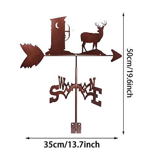 Varaka Hunting Deer Weathervane Cast Iron Weather Vane With Roof Mounted Wind Direction Indicator Wind Vane Garden Metal Decorations For Outdoor Roof Farm Yard #TOP3