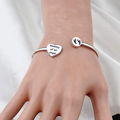 MYOSPARK Mommy of an Angel Baby Feet Cuff Bangle Bracelet Memorial Jewelry Miscarriage Sympathy Gift for Infant Child Loss Pregnancy Loss4