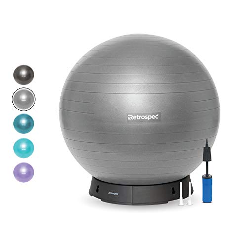 Retrospec Luna Exercise Ball, Base & Pump with Anti-Burst Material, Perfect for Balance