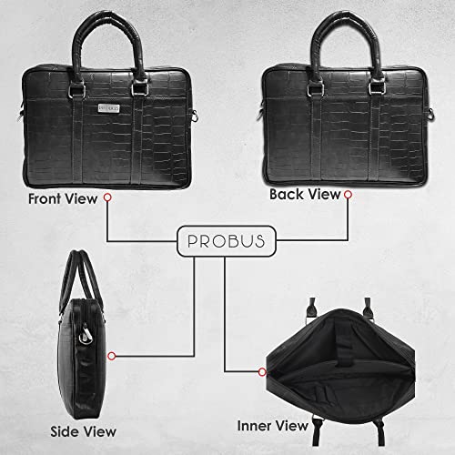 Image of Probus 13-Inch / 14 Inch / 15.6 Inch Vegan Leather Laptop Messenger Bag Sleeve Case Cover for MacBook Office Executive