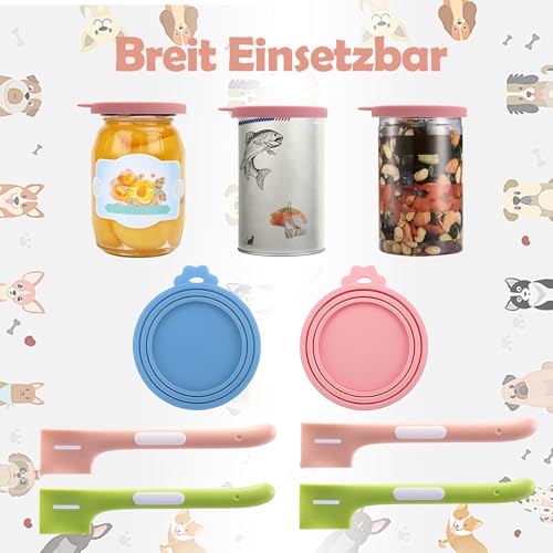 ZAYIO Katzenfutterdosen-Deckelset 4 Löffel mit 2 Katzenfutter Deckel, inkl. Futterlöffel Katze, Katzenfutter Dosendeckel and Deckel Für Katzenfutter Dosen, perfekt für Nass- und Trockenfutter