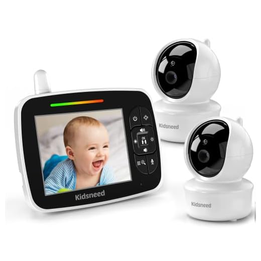 Kidsneed Baby Monitor with 2 Cameras Video Baby Monitor with Remote Pan-Tilt-Zoom Camera, Large Screen Night Vision, Two Way Talk, Temperature Display, Lullabies, VOX Mode, 960ft Range