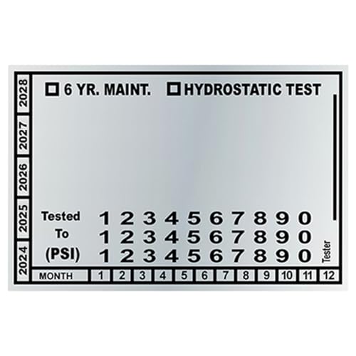 (500 Pack) 6 Year Blank Metallic Hydrostatic Test Labels