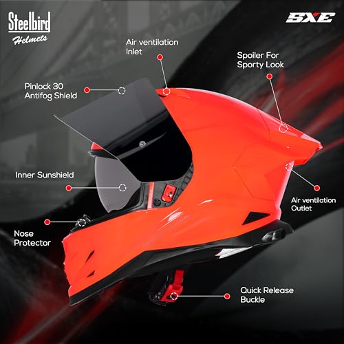 Image of Steelbird SBH 61 SXE Pinlock ISI and Dot Certified Full Face Helmet for Men and with Inner Silver Sunshield