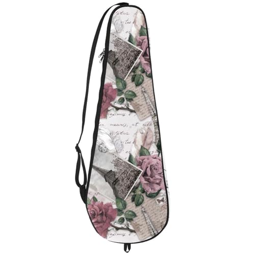 VAPOKF Bolsa de raqueta de bádminton, bolsa de raqueta de bádminton, bolsa de raqueta de tenis, bolsa de paleta para 2 raquetas, fotos de la Torre Eiffel con rosas