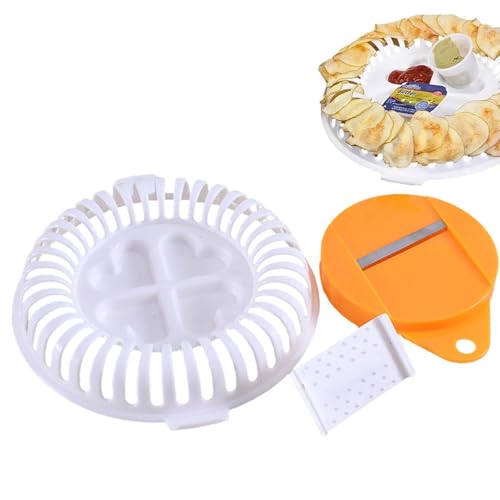 Generisch Juego de fabricación de chips | Fabricante de chips de patatas fritas | Papas fritas caseras Bandeja para microondas, fabricante de papas fritas Horno Cortador de Frutas de Patatas Placa