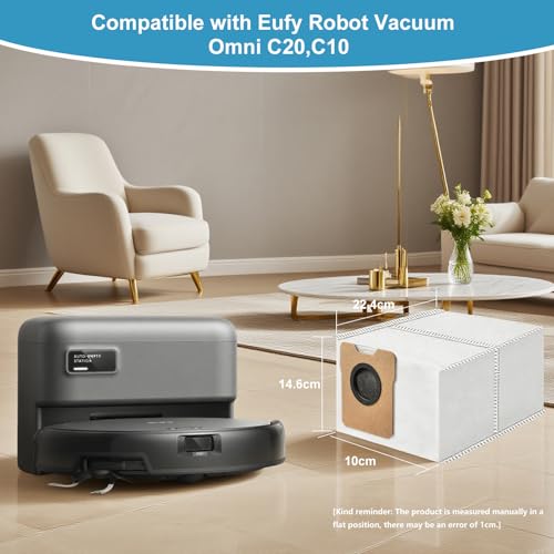 Image of WAIKAS 20 Pack C20 C10 Vacuum Bags for Eufy Omni C20, C10 Robot Vacuum Cleaners - Large Capacity Replacement Accessories