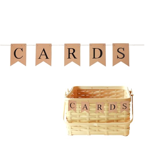 Cards Banner Kraft Paper Cards Banner Wedding Decorations for Reception Pre-Strung Backdrop Decor for Bridal Shower Wedding Graduation Greeting
