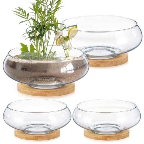 Baderke 4 Sets Bowl Planter for Lotus Bamboo Tray 6'' Round