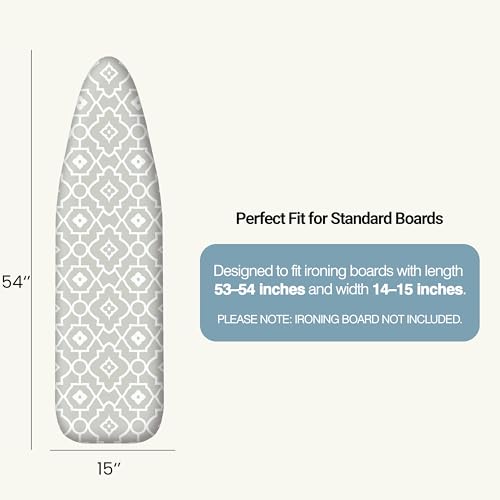 Image of Ironing Board Cover and Pad 15 inchx54 inch Extra Thick Natural Cotton, Scorch and Stain Resistant Padding, Standard Size Iron Board Cover with Fasteners Heavy Duty Elastic Edge, Heatproof Geometric