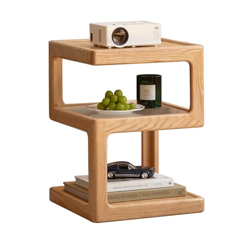 YESWOOD Table d'Appoint en Chêne Massif, Forme de Cube, Bout de Canapé Design, Table de Chevet, Meuble pour Salon, Chambre, Bureau, Livré Monté, 40 x 40 x...