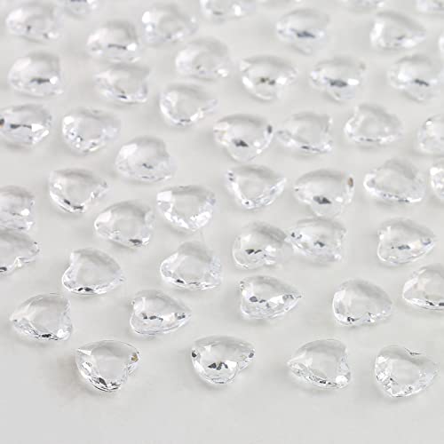 YIEUR 600 Stück weiß Herzen Diamant Konfetti Deko, 12mm glitzer Dekosteine herzen Acryl, Streudeko Kristalle Konfetti Diamanten Plastik Hochzeit Tischdekoration Geschenk Taufe von Partyloon(weiß-12)