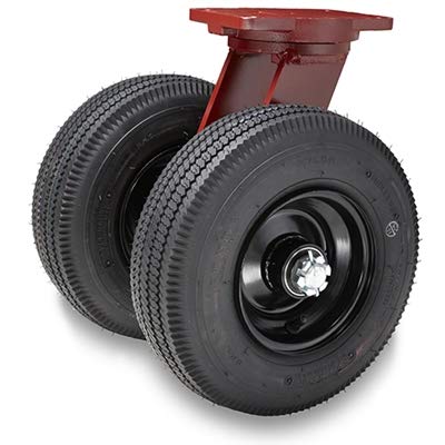 Hamilton Pneumatic Dual-Wheel Rigid Part# S-7212-PR Caster with 12" Pneumatic Air-Filled Tire with 1" Straight Roller Bearing - 1250 Lbs Capacity - USA Made