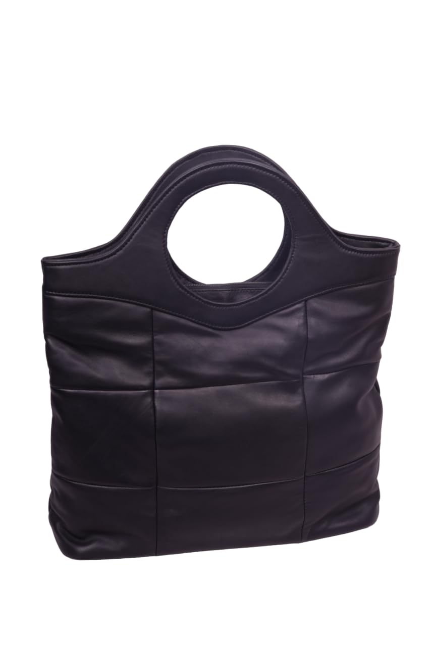 RUGGY Bags 100% Pure Genuine Leather Long Shoulder Strap And Handhold Office Bag For Female (Black)