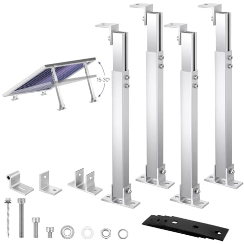 Image of Zonon 4 Pcs Adjustable Solar Panel Tilt Mount Brackets Aluminum Alloy Solar Panel Mounting Supports up to 100 200 300 400 Watt for Flat Surface Roof RV Boat Off-Grid