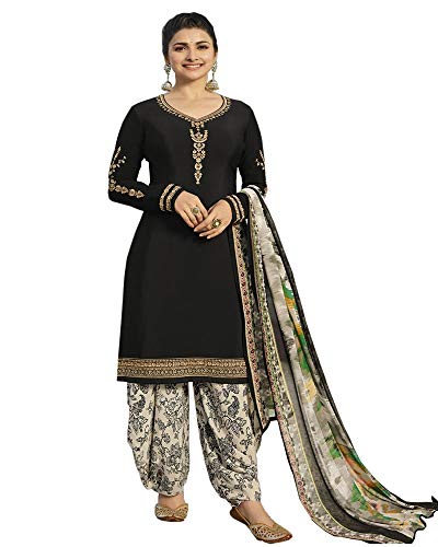 Indian Ethnic Designer Punjabi Patiala Dhoti Salwar Suit For Women Ready To Wear (X-Large, Black)