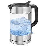 ProfiCook® Wasserkocher Glas | 1,7L | 2200W | beleuchtet | BPA frei | Einhandbedienung | 360° drehbarer Sockel mit Kabelaufwicklung | Kettle | Edelstahl-Gehäuse | PC WK 1322 edelstahl