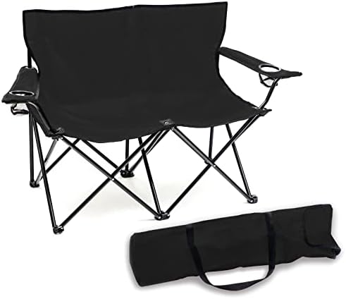 Trademark Innovations Loveseat Style Double Camp Chair, 40" L x 22" W x 31.5" H,Polyester, Black