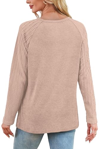 Image of OFEEFAN Long Sleeve Shirts for Womens Fall Fashion 2026 Crewneck Oversized Sweatshirt Tunic Tops to Wear with Leggings