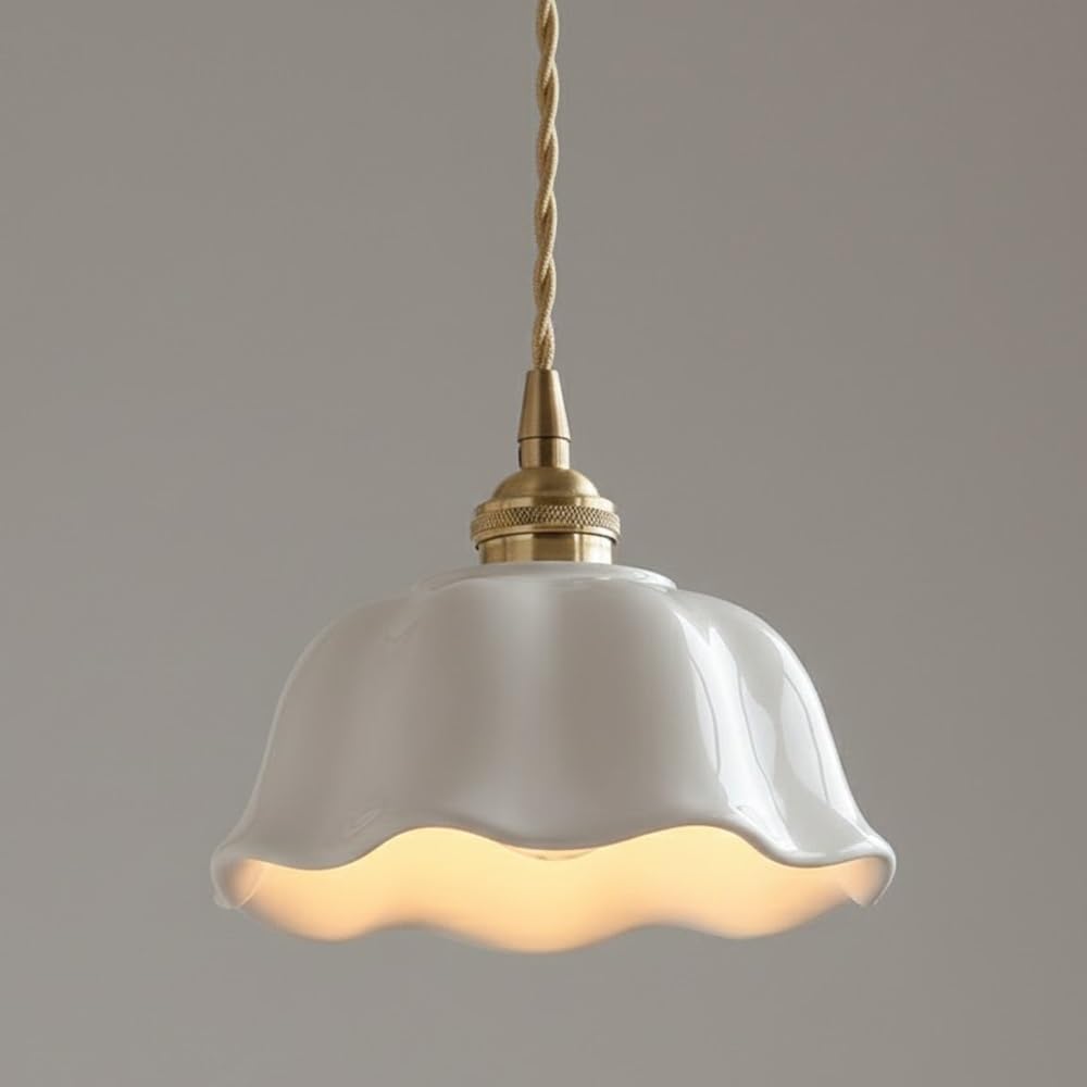 Lampada a sospensione vintage in porcellana Art Déco, lampada da comodino