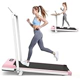 Dskeuzeew Tapis Roulant Elettrico Piehevole Inclinazione 8%, 3 IN 1 Walking Pad Tapis Roulant Extra Large, Telaio Rinforzato, Schermo LCD e Chiave di Sicurezza(Rosa)