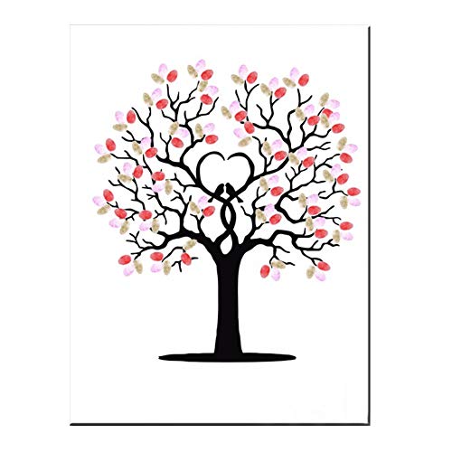 Ejoyous Libro de Invitados para Bodas y cumpleaños, 30 x 40 cm, con Tinta en 6 Colores y diseño de árbol del Amor