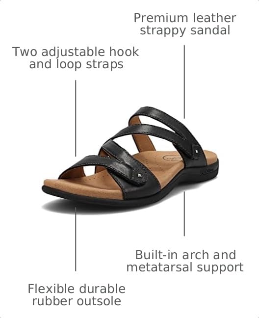 Image of Taos Double U Premium Leather Women's Sandal - Stylish Adjustable Strap Design with Arch Support, Cooling Gel Padding for All-Day Enjoyment and Walking Comfort