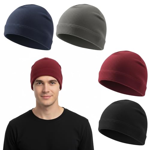 PjuQow Fahrradmütze, Mütze Unter Fahrradhelm 4er Set, Fahrrad Mütze Für Radsport, Helmmütze In Schwarz Grau Navy Bordeaux, 18×15 cm