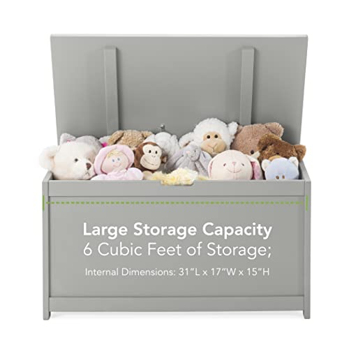 Child Craft Harmony Wooden Toy Chest 32" Kids Large Toy Box Storage Chest, 2 Safety Hinges (Cool Gray) #TOP4