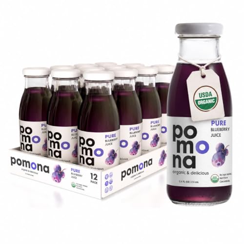Pomona Organic Pure Blueberry Juice, No Sugar Added, 12-pack