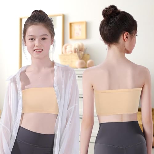 Girls Strapless Bandeau Bra Teens Training Bras Big Kids Cropped Sports Bralette Seamless Crop Top2
