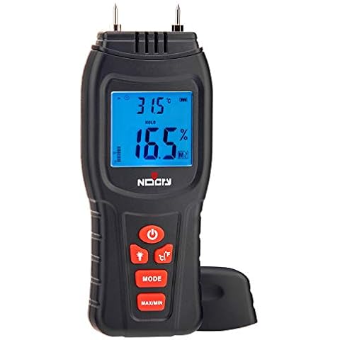 NoCry Digital Moisture Meter - Water Leak Detector and Thermometer for Wood & Building Materials, Battery and Replacement Electronic Probes Included Cover