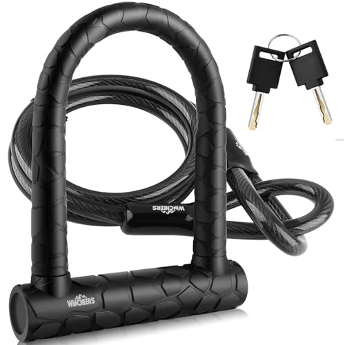 WINCHEERS Candado en U para Bicicleta y Moto - Antirrobo de Alta Seguridad con Mecanismo de Doble Perno Ultra Reforzado, Carcasa de Silicona, Incluye...
