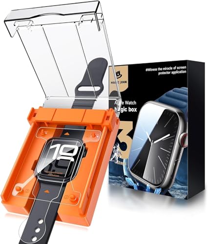 MAGIC JOHN Displayschutzfolie für Apple Watch Serie 9/8/7, 41 mm, automatische Ausrichtungstechnologie, selbstheilende, flexible TPU-Folie für iWatch Serie 9/8/7, HD, transparent, kratzfest,