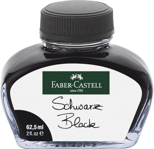 Faber-Castell Tinta para caneta-tinteiro, preta - Frasco de tinta de 65,5 ml - Tinta líquida para canetas-tinteiro
